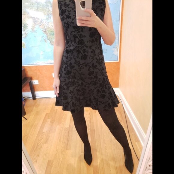 Le Gali Black Dress Size Small LBD "Mirella" Velvet Jacquard - Picture 6 of 7